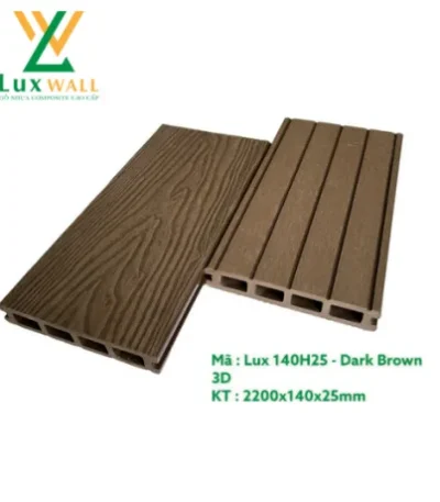 Sàn gỗ ngoài trời Luxwall LUX140H25-3D Dark Brown
