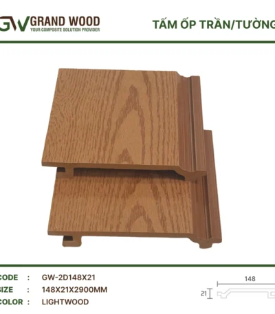 Tấm ốp gỗ nhựa Grand Wood GW-2D148x21 Light Wood