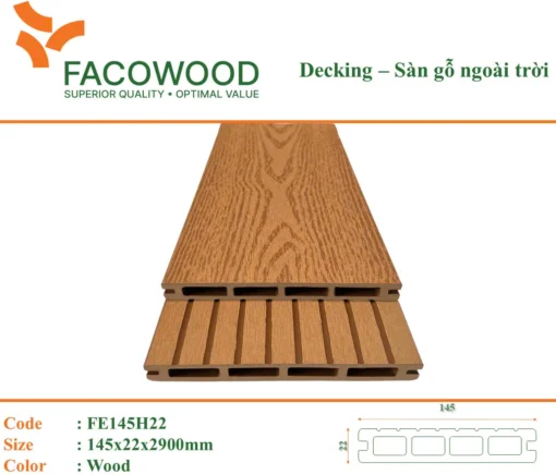 Sàn Gỗ Ngoài Trời Facowood Fe145h22 Wood