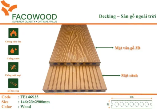 Sàn Gỗ Ngoài Trời Facowood Fe146s23 Wood