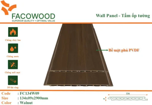 Tấm ốp Facowood Fc134w09 Walnut