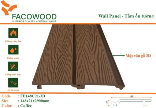 Tấm ốp Facowood Fe148c21 3d Coffee