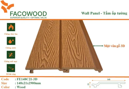 Tấm ốp Facowood Fe148c21 3d Wood