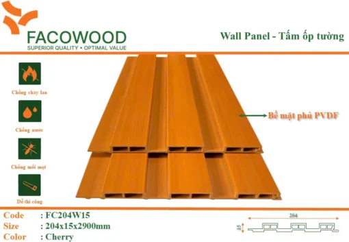 Tấm ốp Lam Sóng Facowood Fc204w15 Cherry