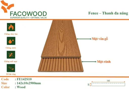 Thanh đa Năng Ngoài Trời Facowood Fe142s10 Wood