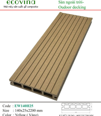 Sàn Gỗ Ngoài Trời Ecovina 2d Ew140h25 Yellow