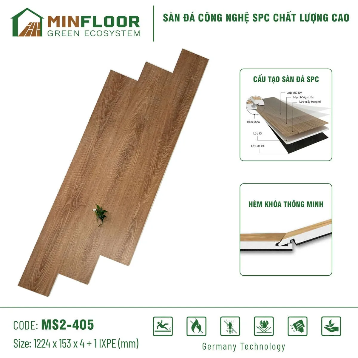 Sàn Nhựa Hèm Khóa Minfloor Ms2 405