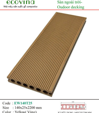 Sàn Gỗ Ngoài Trời Ecovina 2d Ew140t25 Yellow