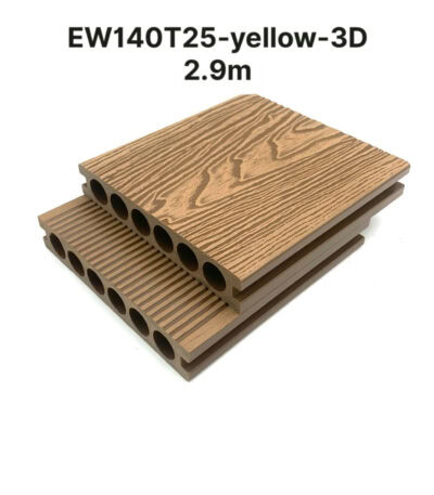 Sàn Gỗ Ngoài Trời Ecovina 6 Lỗ Tròn 3d Ew140t25 Yellow