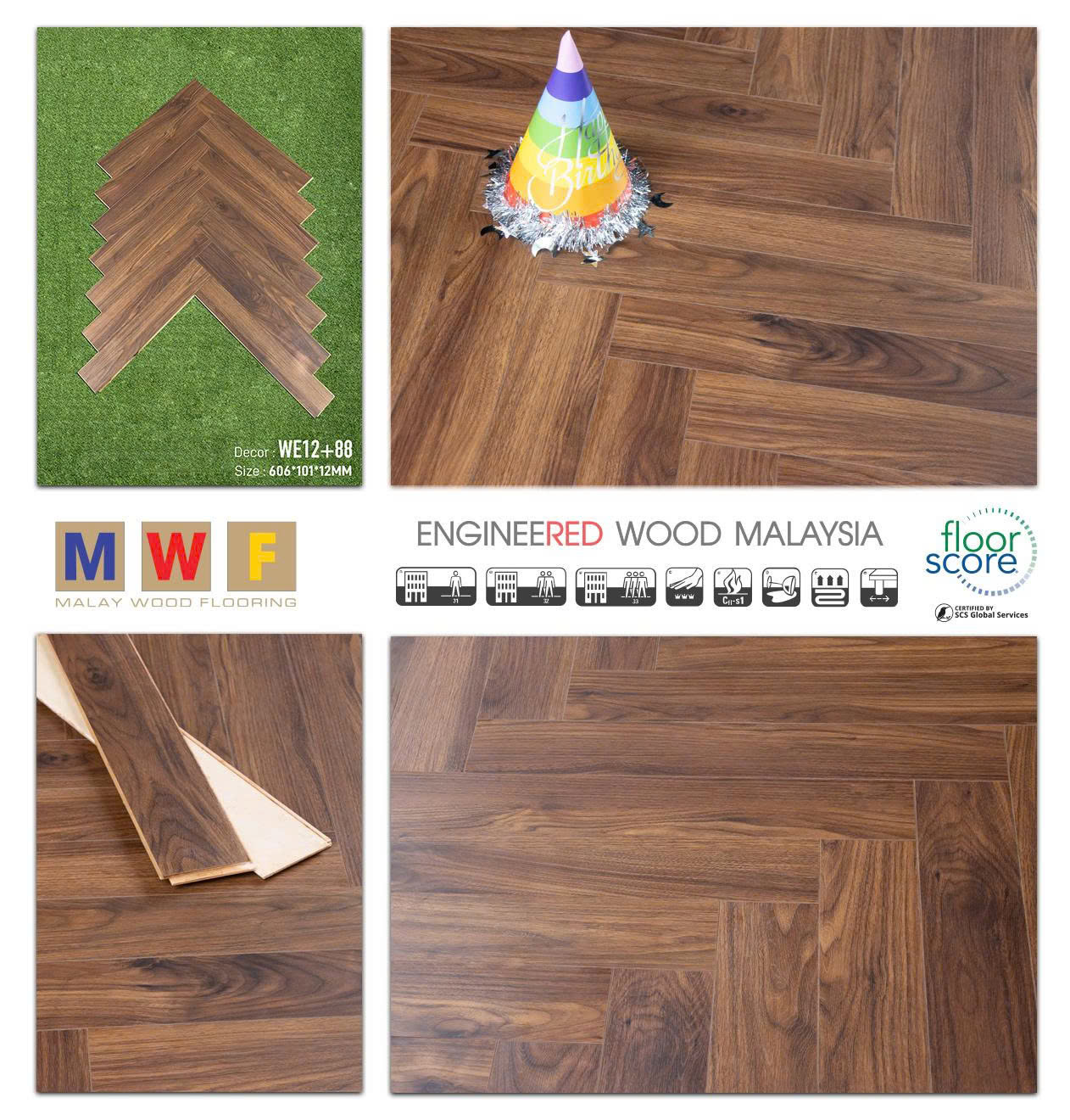 Sàn Gỗ Kỹ Thuật Malaywood We12+88
