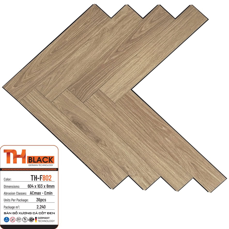 Sàn Gỗ Thblack Xương Cá 8mm Th F802 Sàn Gỗ Thblack Xương Cá 8mm Th F802