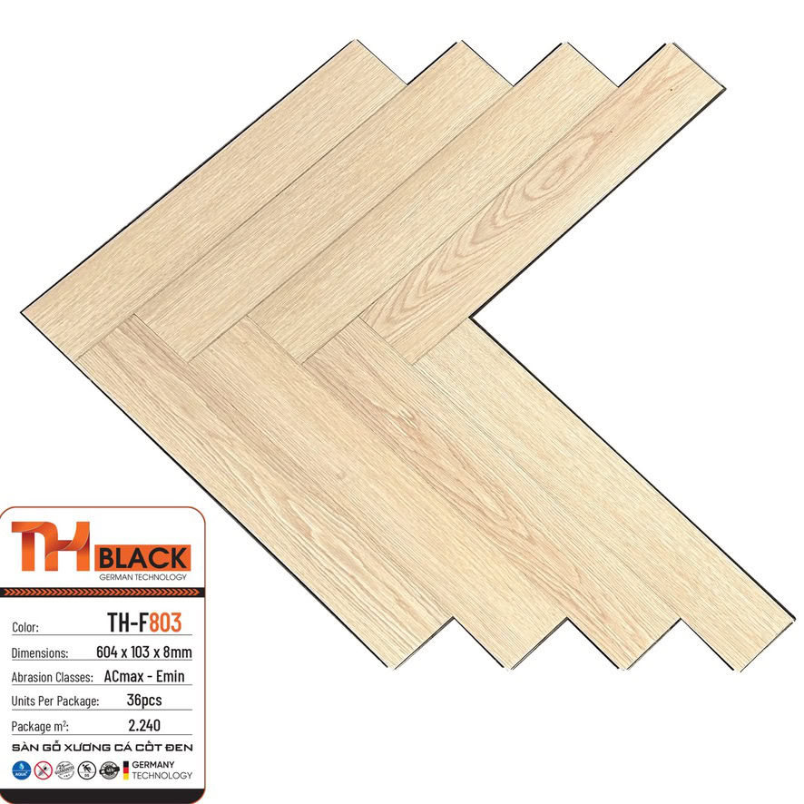 Sàn Gỗ Thblack Xương Cá 8mm Th F803