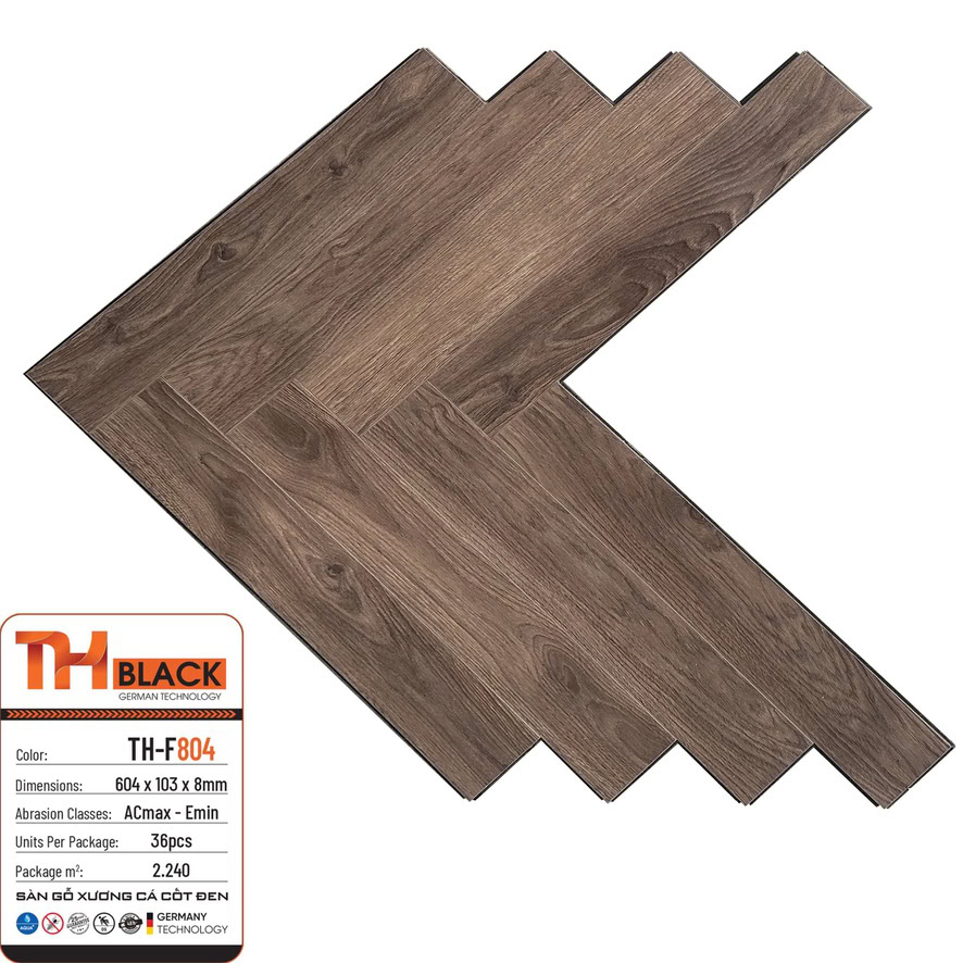 Sàn Gỗ Thblack Xương Cá 8mm Th F804