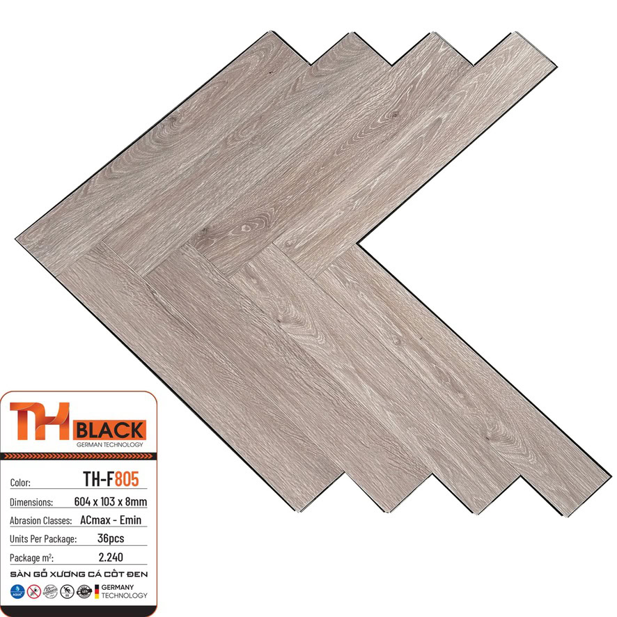 Sàn Gỗ Thblack Xương Cá 8mm Th F805 Sàn Gỗ Thblack Xương Cá 8mm Th F805