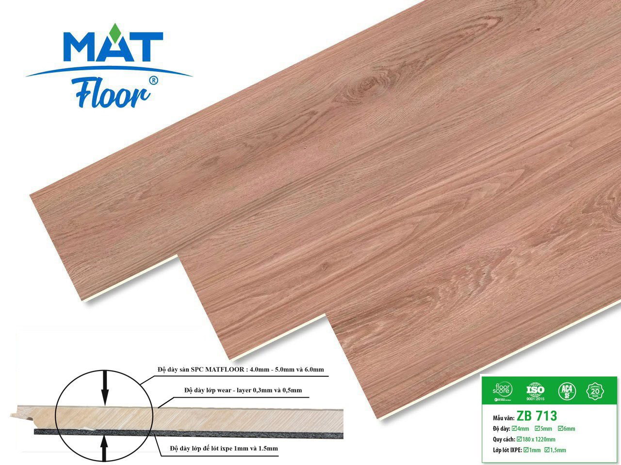 Sàn Nhựa Hèm Khóa Matfloor Zb713