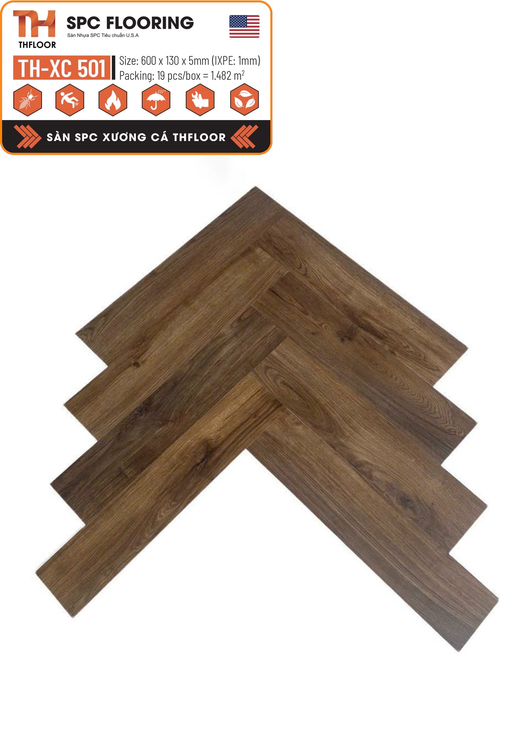 Sàn Nhựa Xương Cá Spc Thfloor 5mm Xc501