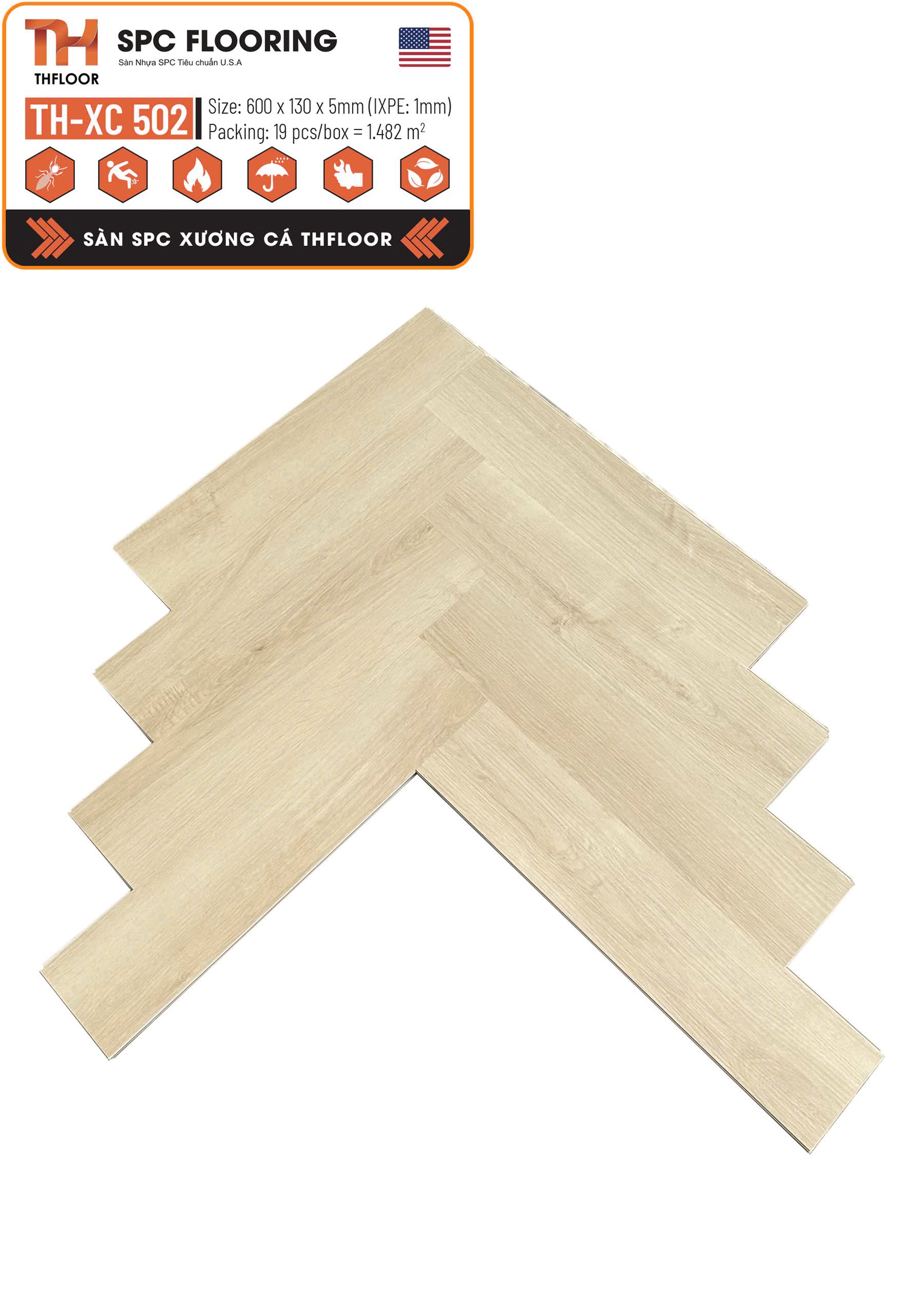 Sàn Nhựa Xương Cá Spc Thfloor 5mm Xc502