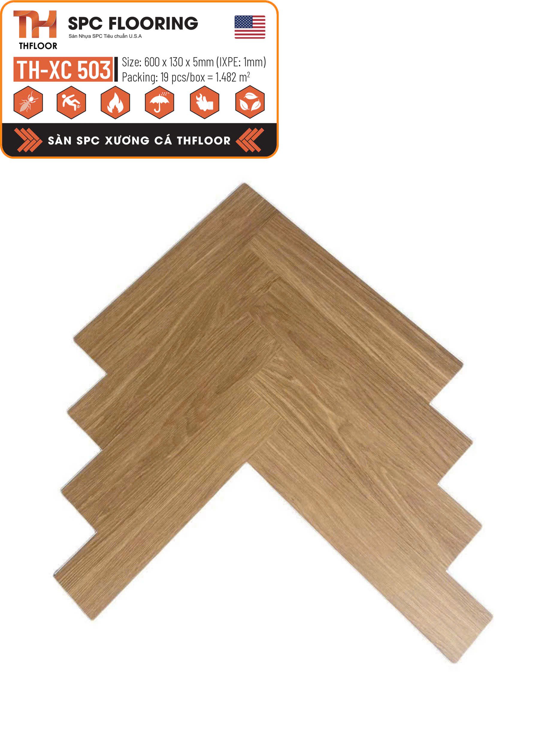 Sàn Nhựa Xương Cá Spc Thfloor 5mm Xc503 Sàn Nhựa Xương Cá Spc Thfloor 5mm Xc503