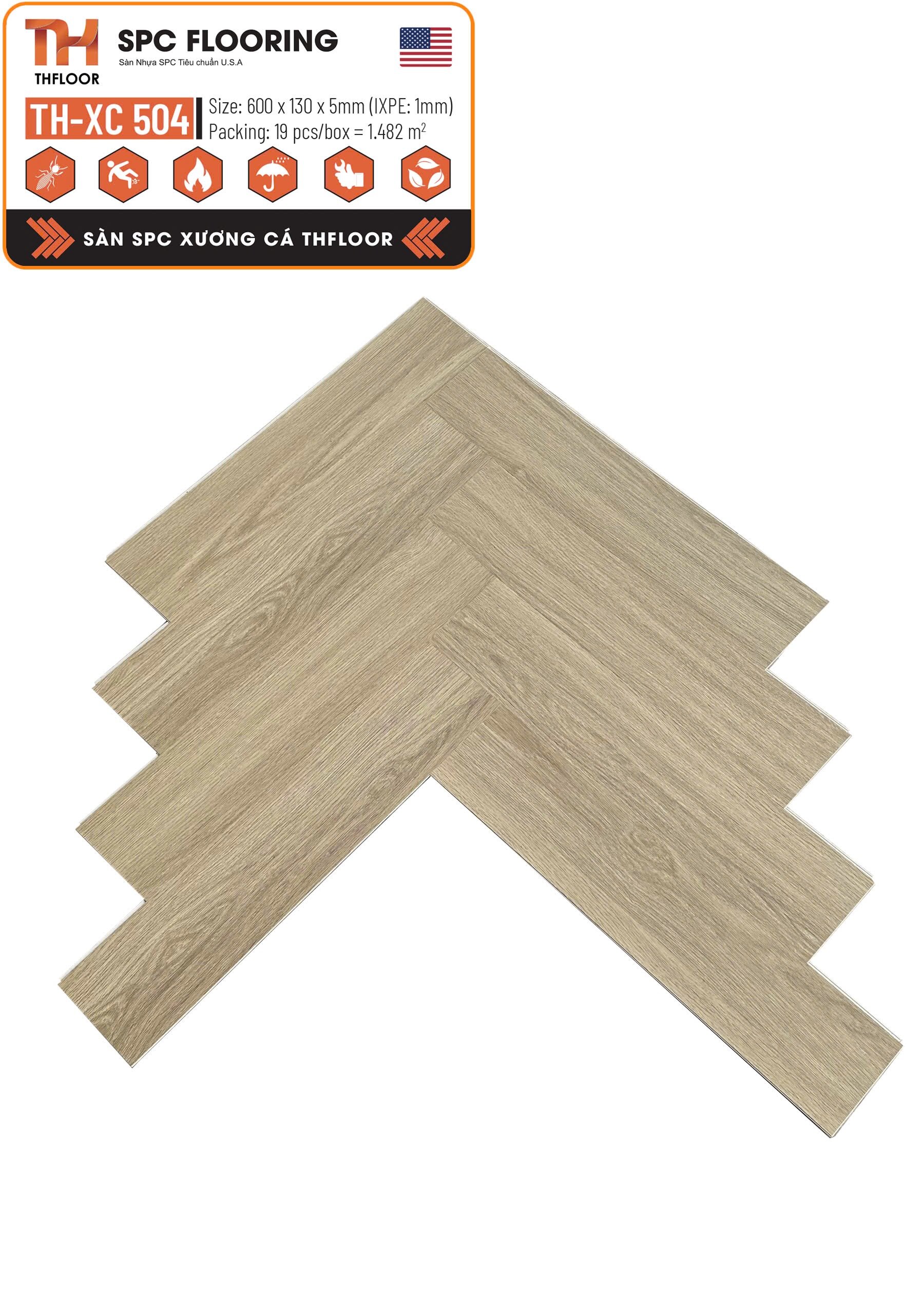 Sàn Nhựa Xương Cá Spc Thfloor 5mm Xc504