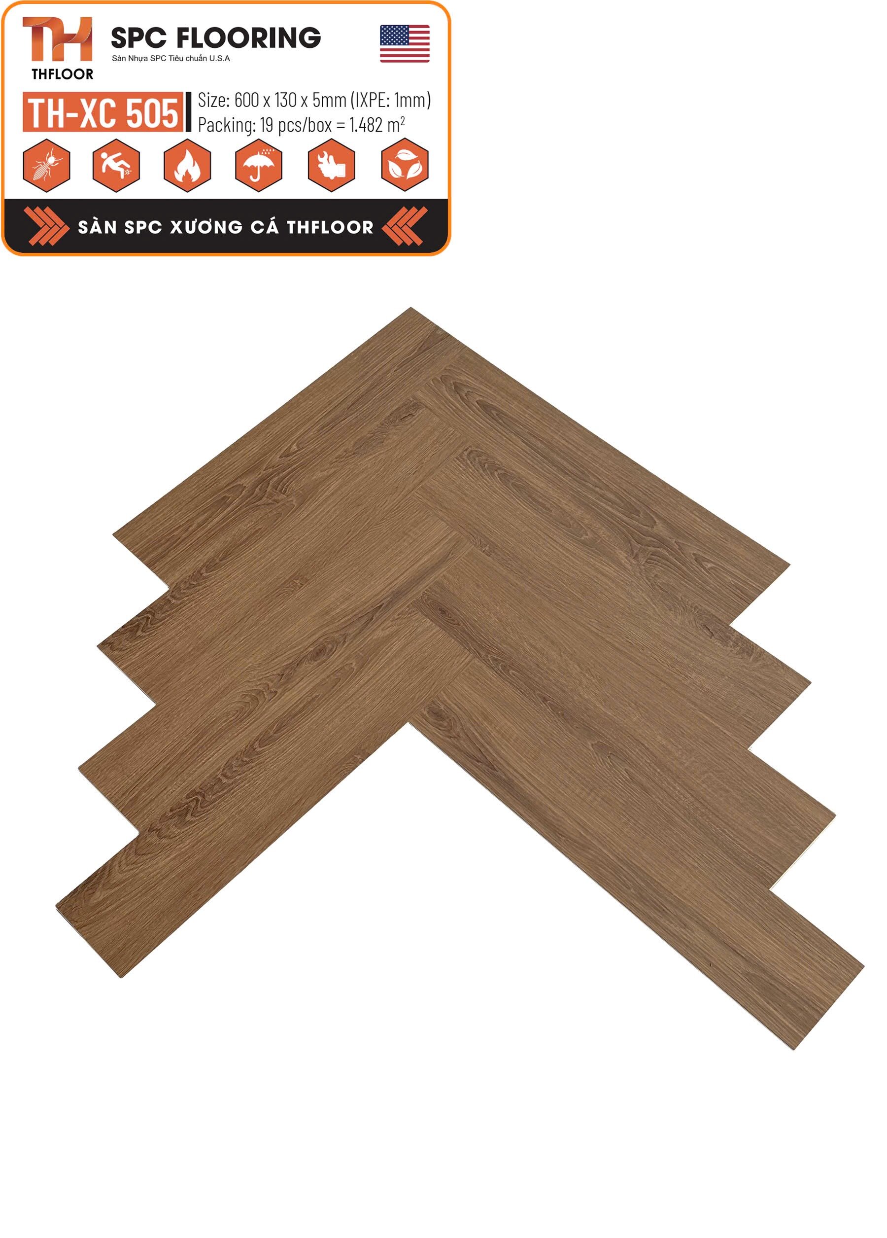 Sàn Nhựa Xương Cá Spc Thfloor 5mm Xc505 Sàn Nhựa Xương Cá Spc Thfloor 5mm Xc505