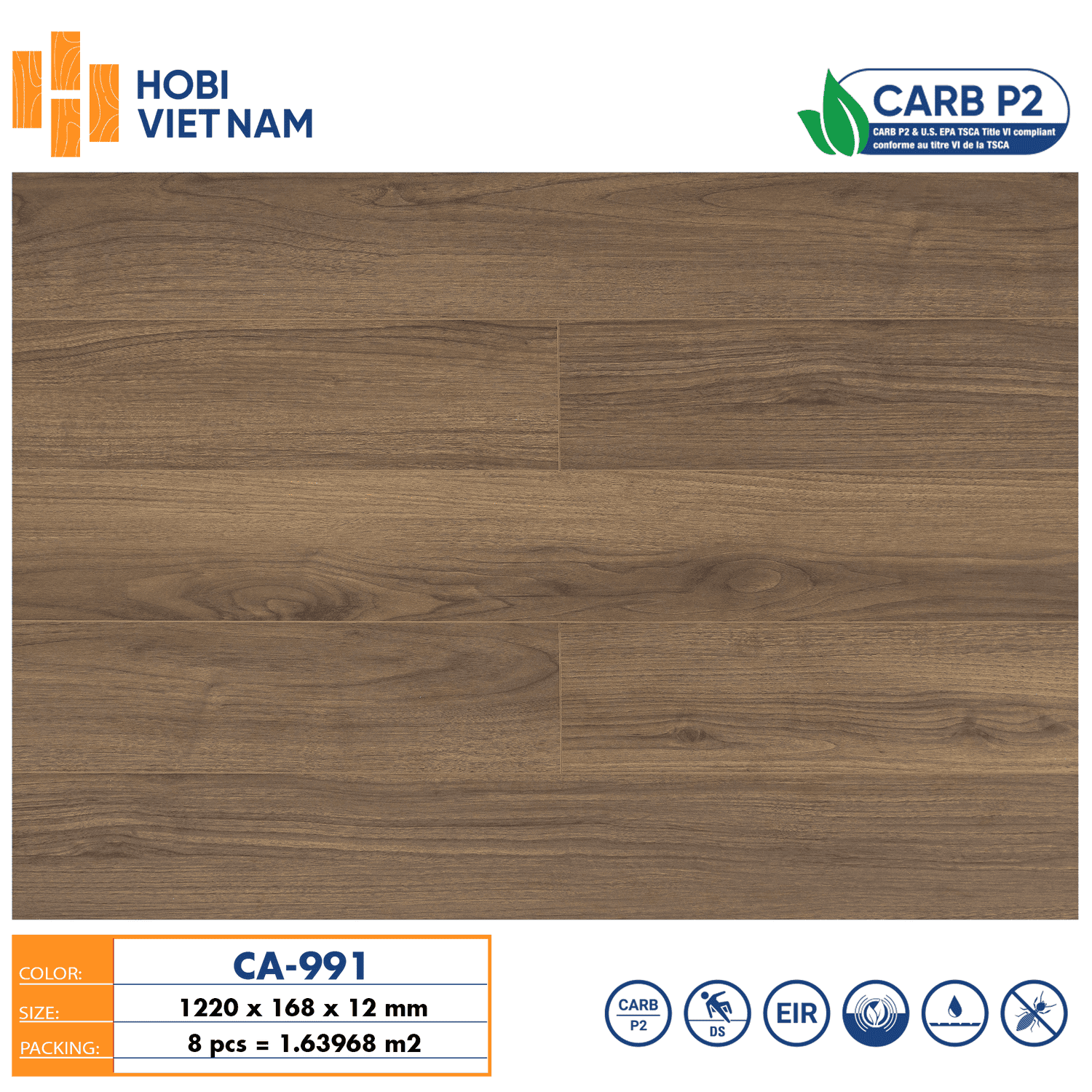 Sàn Gỗ Hobi Carb 12mm Ca991