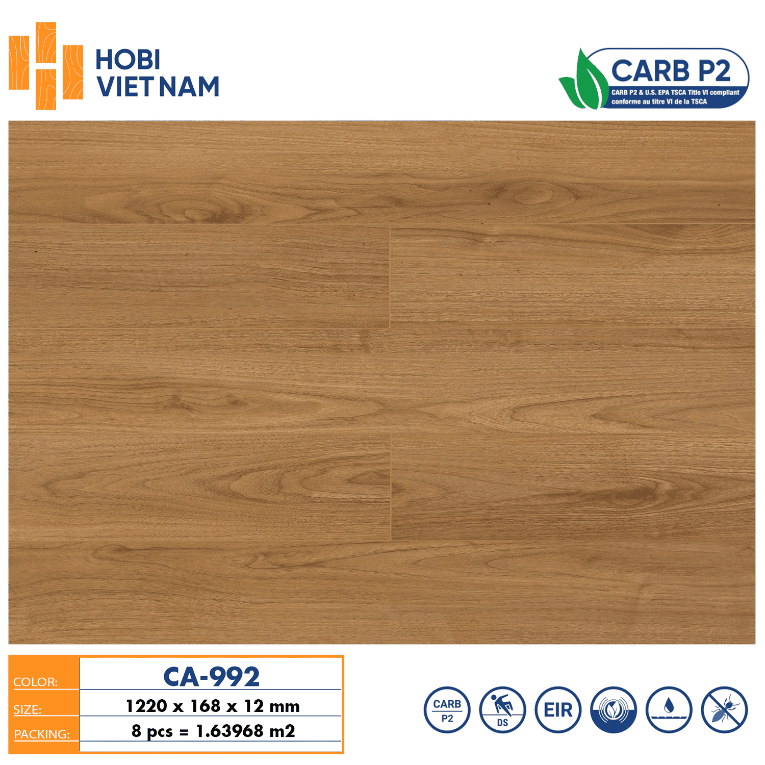 Sàn Gỗ Hobi Carb 12mm Ca992