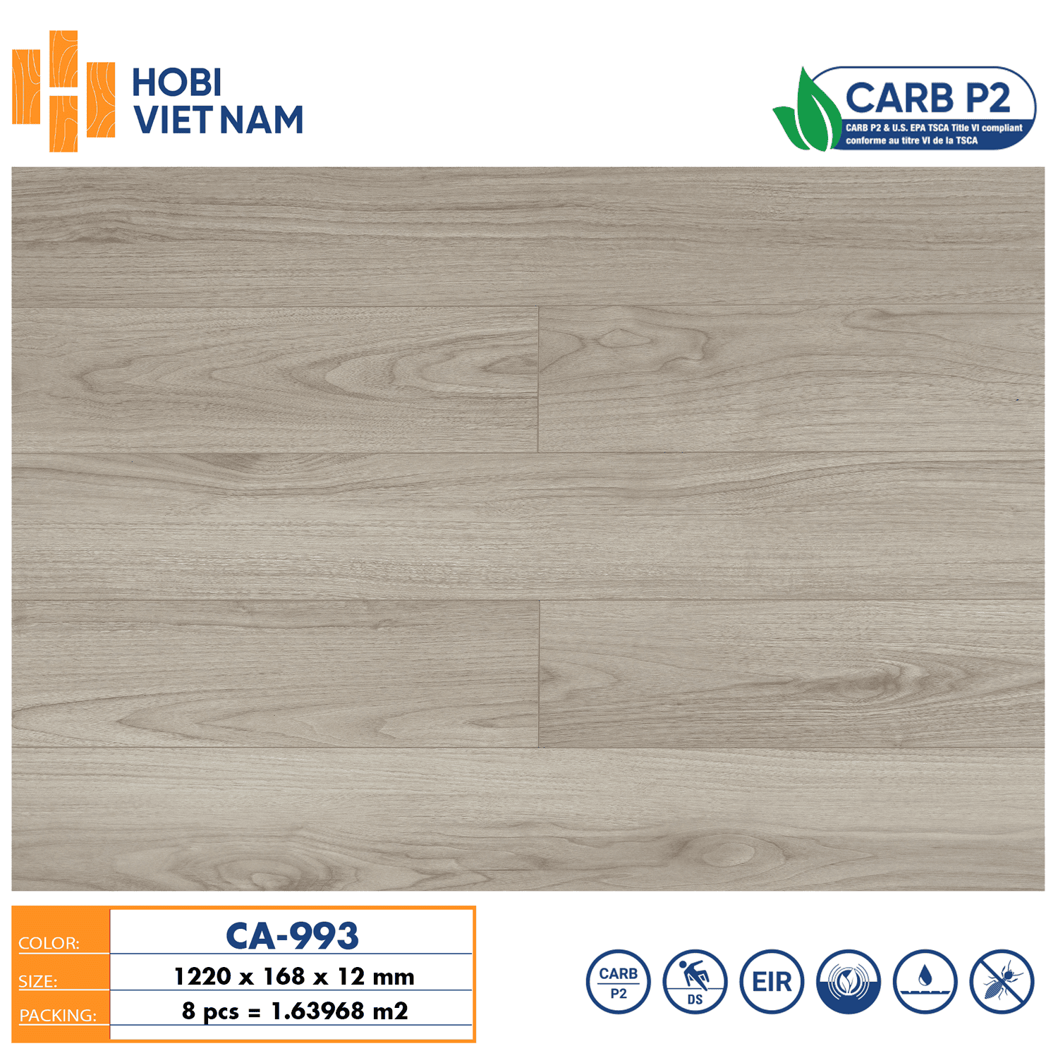 Sàn Gỗ Hobi Carb 12mm Ca993