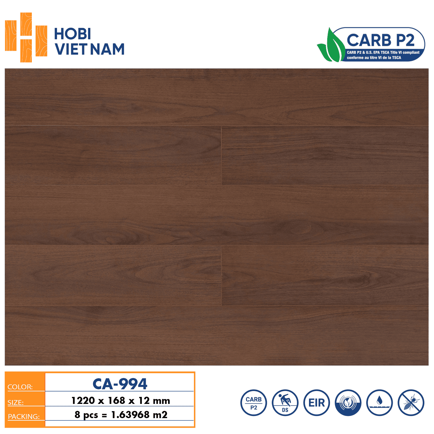 Sàn Gỗ Hobi Carb 12mm Ca994