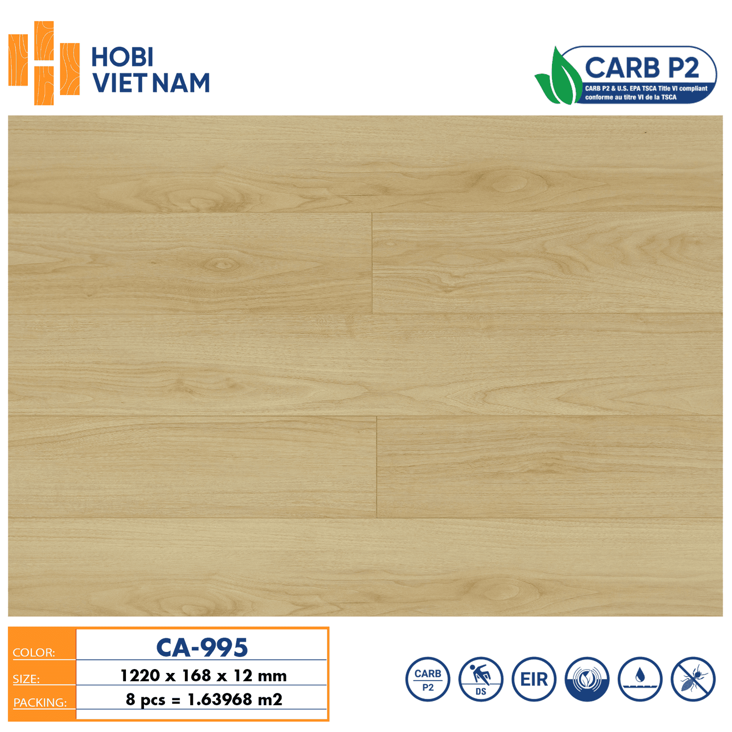 Sàn Gỗ Hobi Carb 12mm Ca995