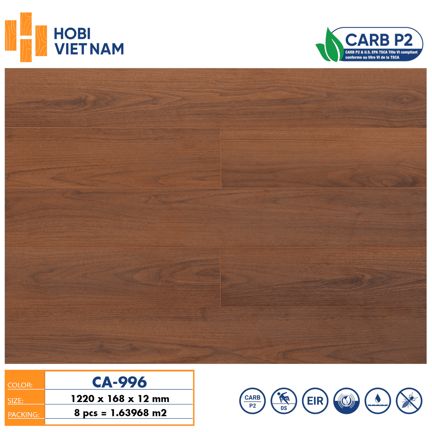 Sàn Gỗ Hobi Carb 12mm Ca996