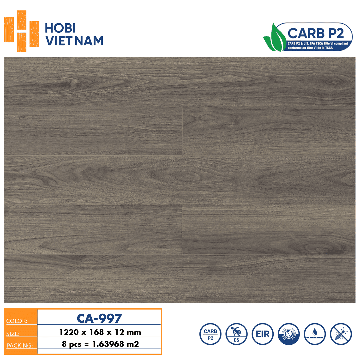 Sàn Gỗ Hobi Carb 12mm Ca997