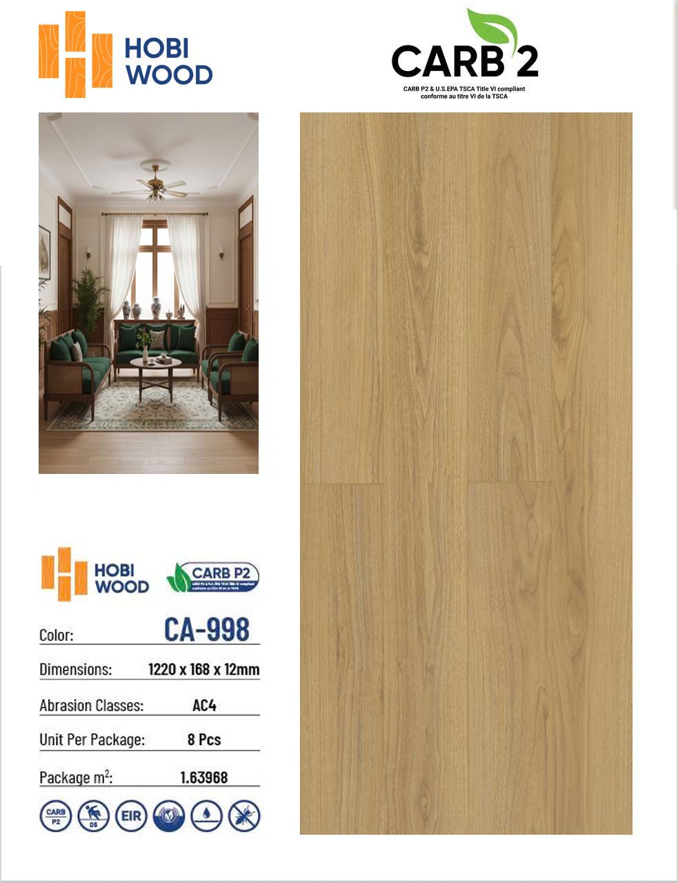 Sàn Gỗ Hobi Carb 12mm Ca998 1 Sàn Gỗ Hobi Carb 12mm Ca998 1