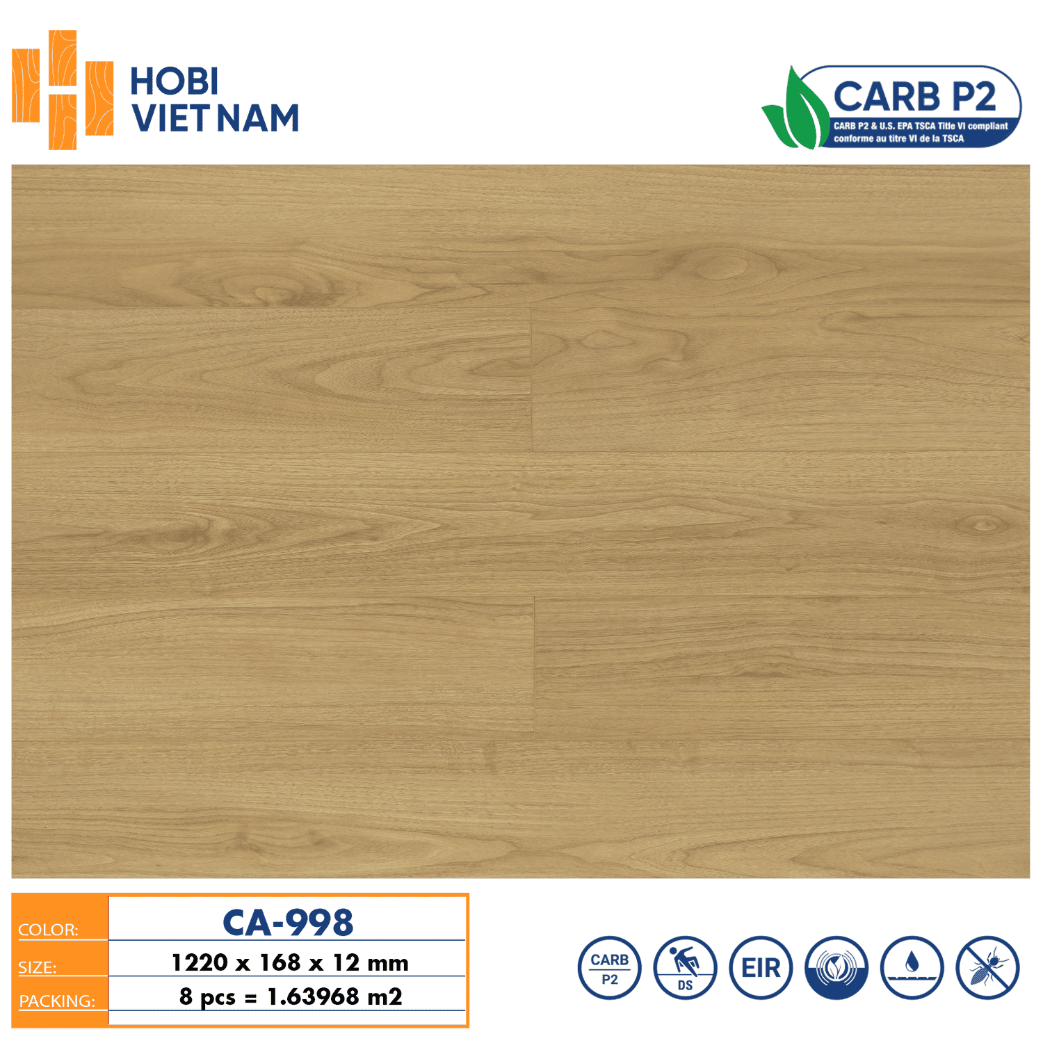 Sàn Gỗ Hobi Carb 12mm Ca998