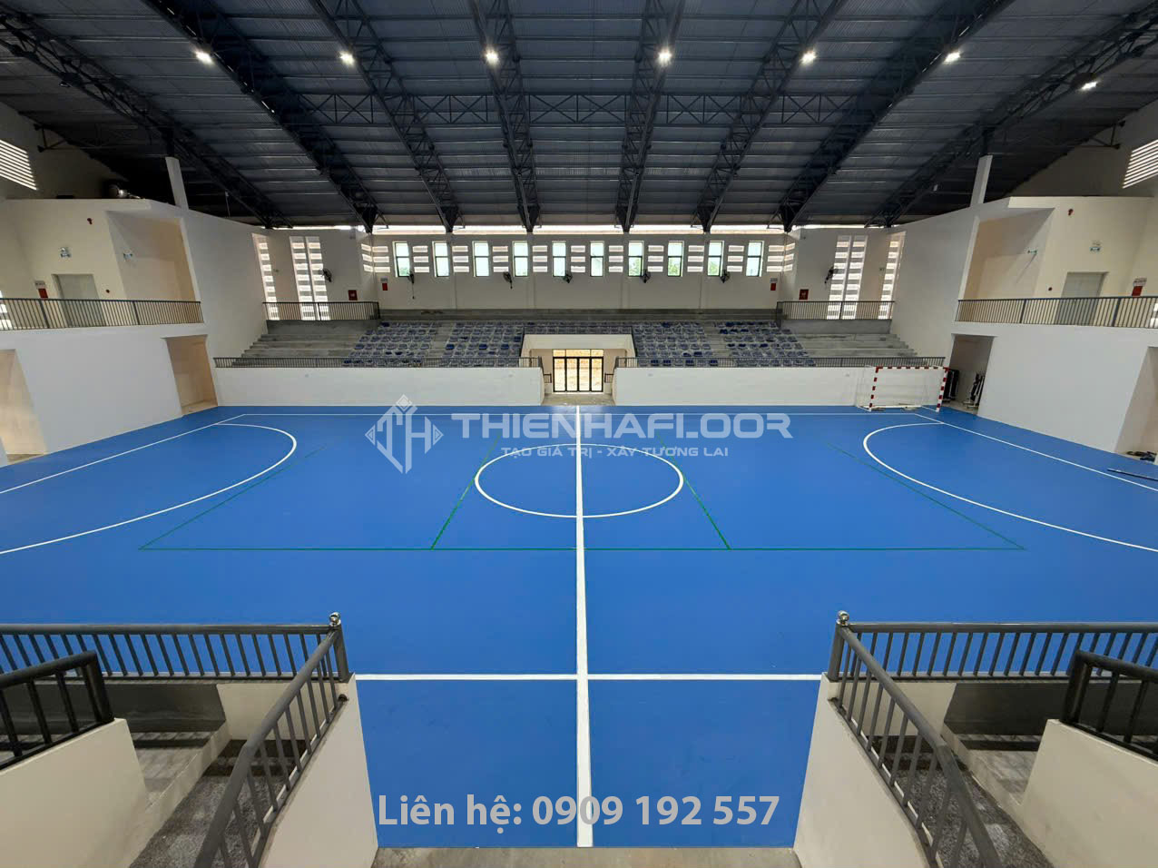 Thi công sàn vinyl thể thao IBTFLOR cho nhà thi đấu 700m² tại huyện KBang - Gia Lai 12 Công trình sàn PVC thể thao IBTFLOR cho nhà thi đấu đa năng tại xã KBang, Gia Lai